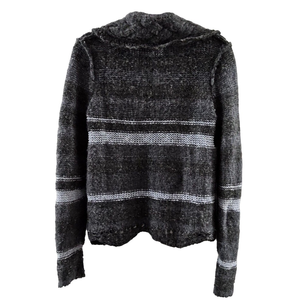 Womans Sz M Free People Cardigan Sweater Wool Gray Bohemian Boho Jacket Crochet - Picture 3 of 4